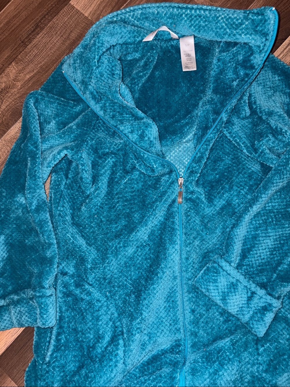 Turquoise Plush Zip Up Women's Housecoat Robe